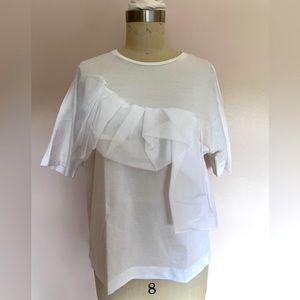 COS white cotton ruffle t-shirt sz. small